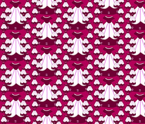 Victorian Burgundy Dresses Collage Fabric